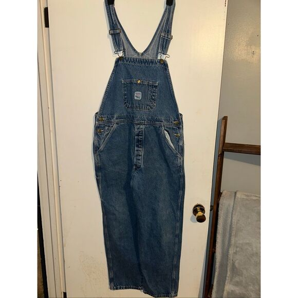 Vintage Pointer Brand Overalls Mens W36 L28.5 Blue Denim Workwear Made USA 90s - Picture 1 of 8